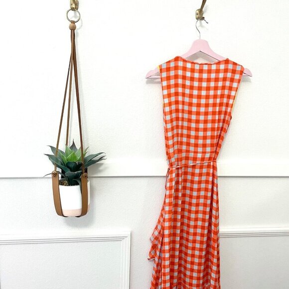 Diane von Furstenberg Ruffled Gingham Stretch-Silk Wrap-Effect Midi Dress Size 2 - Picture 7 of 9